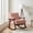 Pink, variant on Mid-Century Modern Rocking Accent Chair with Teddy Upholstery and Solid Wood Frame, Antique White