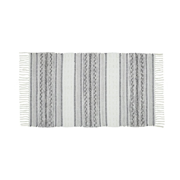 My Texas House Bekha Multi Stripe, Black And White Stripe Flatweave Rugs