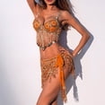 thumbnail image 4 of HAXMNOU Sequin Tassel Scarf Belly Dance Fringe Mini Skirt for Women Solid Color Belt Wrap Rave Performance Clubwear Festival Skirts Orange One Size, 4 of 8