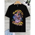 thumbnail image 2 of Graffiti Letters And Cartoon Skeleton Graphic Print, Men's Casual Fit T-shirt, Cool Tee Top Clothes For Men For Summer For Everyday Activities, 2 of 7