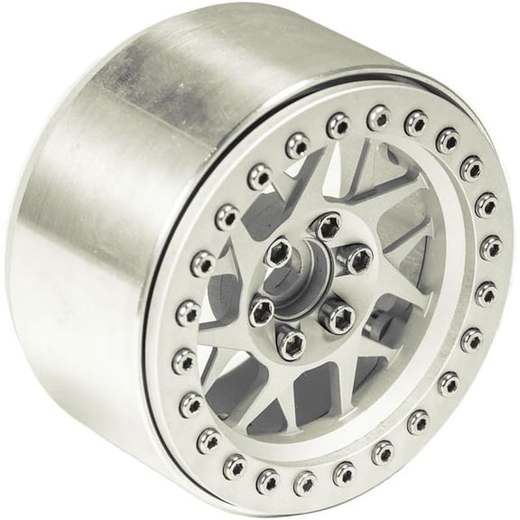 RCLIONS Aluminum 2.2" Beadlock Wheels Rims for 1/10 Scale RC Crawler Model Car Wraith,SCX10,TRX4 -Pack of 4 (Silver)