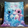 thumbnail image 3 of 1pc Stitch & Pink Lightweight Flannel Blanket, Soft Warm Digital Printed Bedding, Ideal for Sofa Bed Chair Travel Camping Living Room Office, 3 of 10