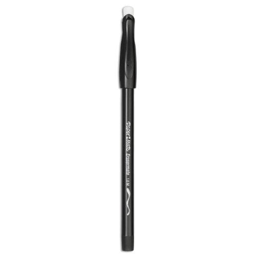 New Paper Mate Eraser Mate Stick Ballpoint Pen, Medium 1mm, Black Ink/Barrel, Dozen,Each
