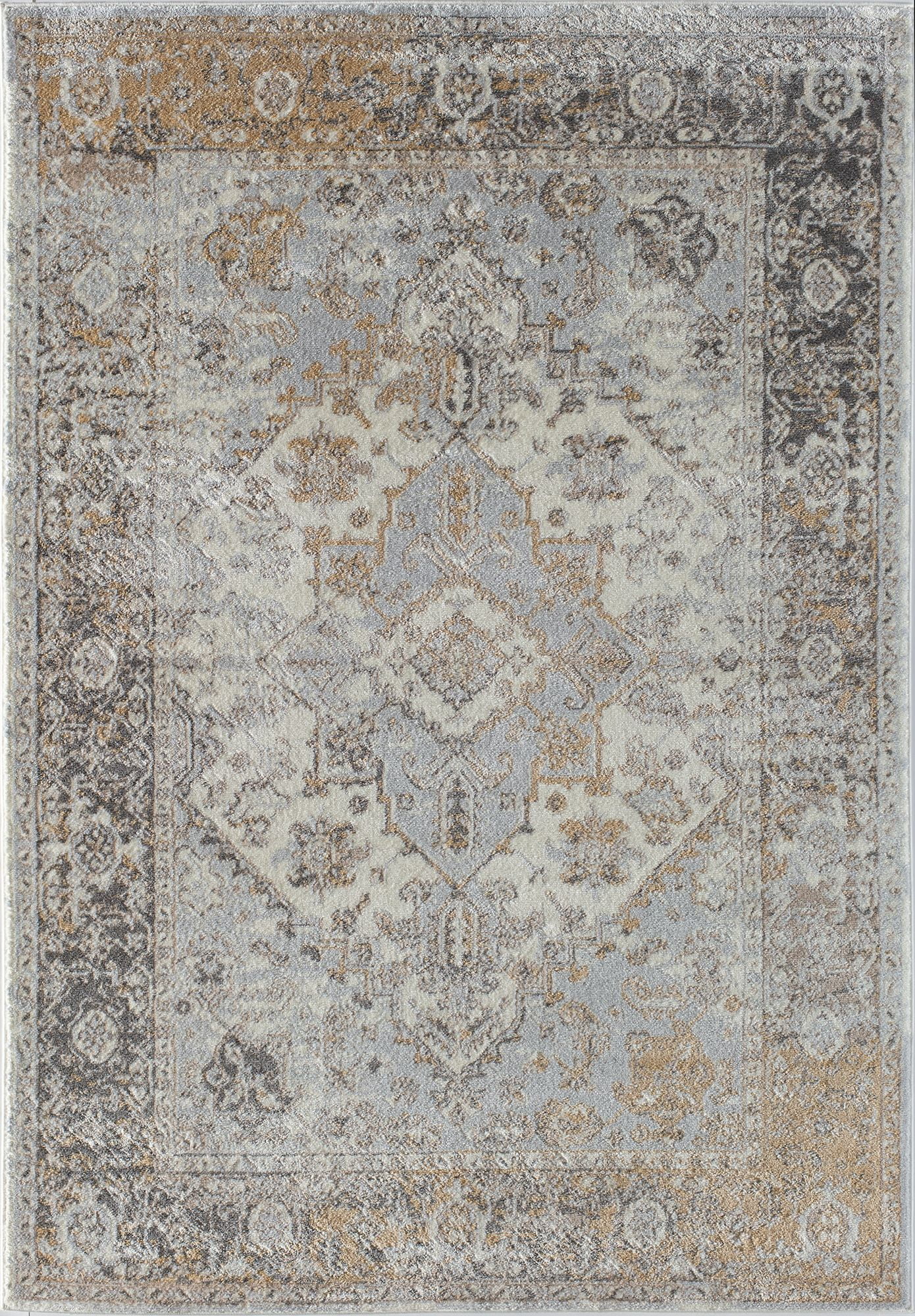 Rugs America Leopold LX60A Grey Charm Oriental Transitional Cream Area Rug, 9'x12'