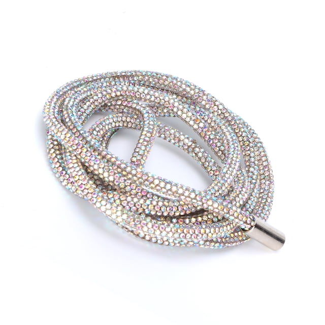 6mm Rhinestone Rope Crystal Shoelace for Clothing Decoration, Shiny DIY Rhinestone Trim for Sewing Crafts, Glitter Hair Band Belt Accessory 1 Piece