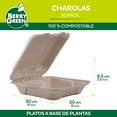 thumbnail image 5 of 200 Platos Contenedores Charolas Desechables Almeja Biodegradables 8x8'' Berry Green Compostables, 5 of 5