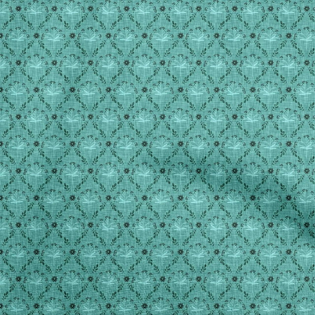 oneOone Georgette Viscose Sea Green Fabric Block Craft Projects Decor Fabric Printed By The Yard 42 Inch Wide-PW