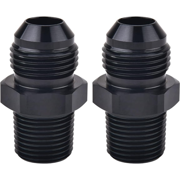 10AN Male Flare to 1/2" NPT Pipe Fitting Adapter Aluminum Straight Black 2PCS