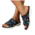 thumbnail image 2 of IUJSOY Women's Slide Sandals Arch Support Slip on Soft Cushion Slippers Sandals Butterfly Print, 2 of 9