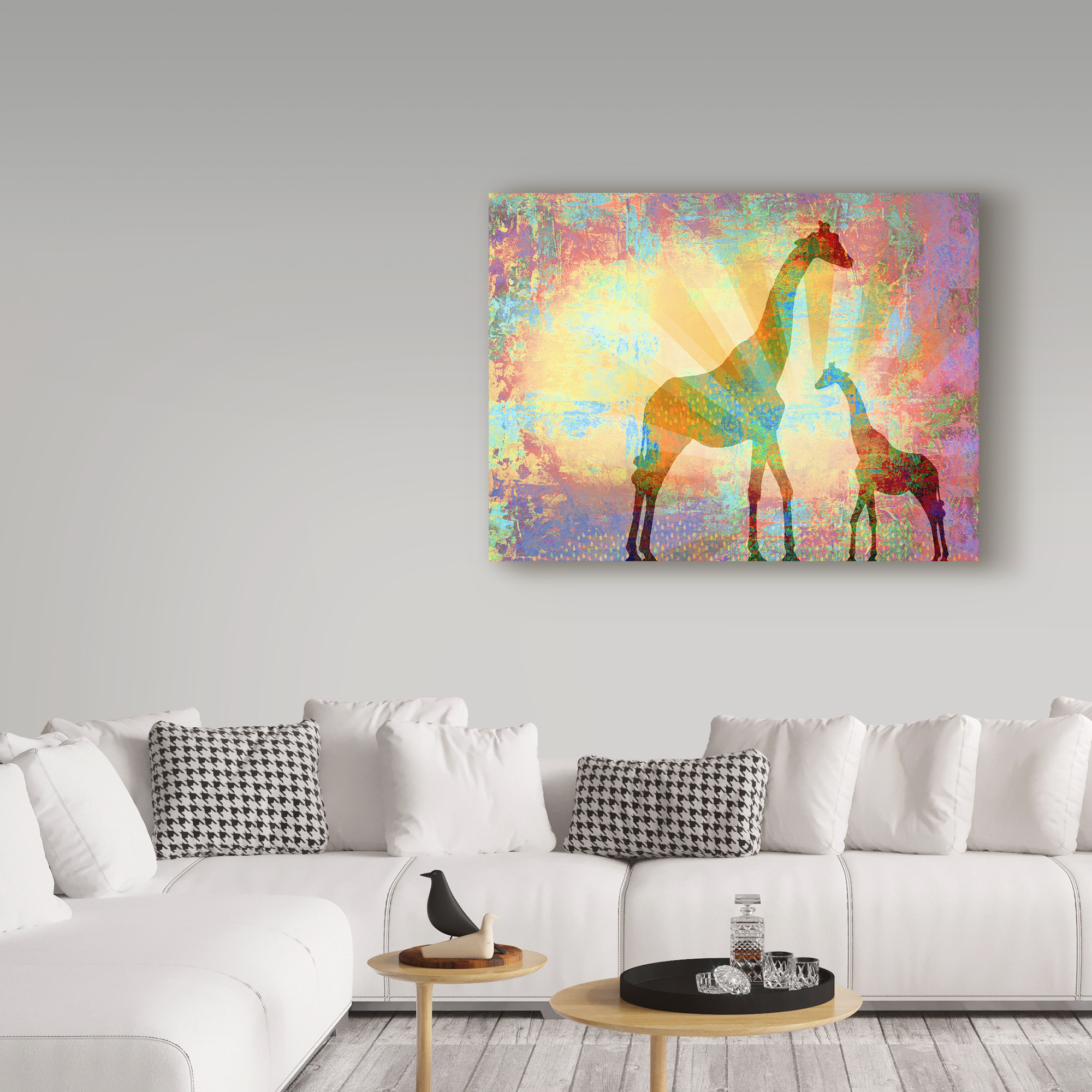 Trademark Fine Art 'Giraffes Distressed' Canvas Art by Greg Simanson