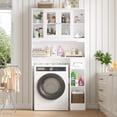 thumbnail image 3 of Homfa Over The Toilet Storage Cabinet with Toilet Paper Holder Stand, Above Toilet Organizer with Glass Doors, Behind Toilet Shelf for Restroom, Bathroom, Laundry, White, 3 of 9