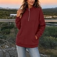 thumbnail image 6 of Cmfcve Women's Fleece Sweatshirts 1/4 Zip Collared Pullover Tops Fall Casual Daily Long Sleeve Shirts with Pockets, 6 of 8