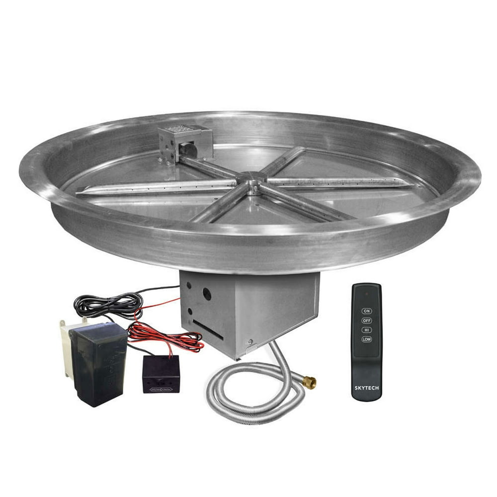 Firegear Electronic Fire Pit Burner Kit, UL, Round Bowl Pan, Propane