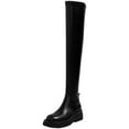 thumbnail image 3 of Thick Sole Knee High Boots For Women Chunky Heel Black Long Boots Leather Knight Boots Fashion Winter Shoes, 3 of 10