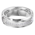 thumbnail image 2 of Tungsten Wedding Band Ring 8mm Men's Engagement Silver with 13 Cz Stone Inlay in Titanium Center, 2 of 4