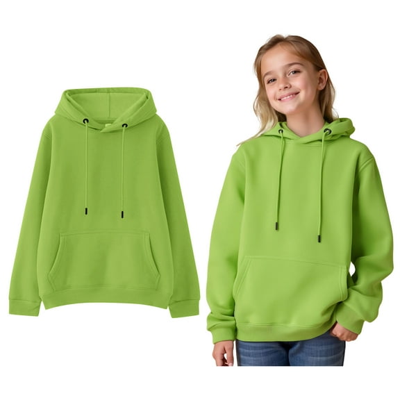 Kids Girls Hoodie Kids Green Hooded Long Sleeve Casual Basic Pullover Sweatshirt Hoodie Fall Clothes Girls Clothes 6-7 Years