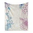 thumbnail image 1 of Floral Soft Flannel Fleece Throw Blanket, Flower Field Beauty Blooms in Spring Petals Graphic, Cozy Plush for Indoor and Outdoor Use, 70" x 90", Teal Lilac Dried Rose, by Ambesonne, 1 of 6