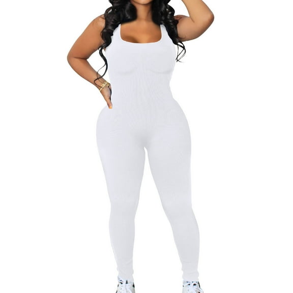 XuJwPNcy Rompers for Women Workout Scoop Neck Backless Yoga Exercise Jumpsuits Summer Sleeveless Gym Playsuit