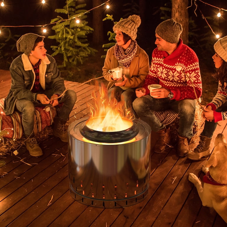 Gymax 19.5'' Bonfire Smokeless Stainless Steel Firepit Wood
