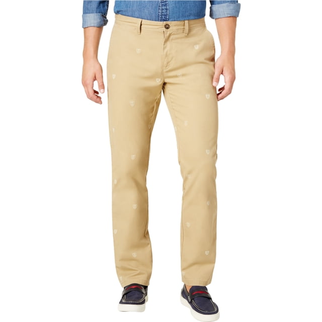 Tommy Hilfiger Shield Casual Chino Pantalones para Hombre, Beige, 38W x 32L