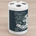 thumbnail image 1 of Anchor Ceramic Toothbrush Holder, Hand Drawn Hipster Design with an Anchor and Lettering on Grunge Background, Decorative Versatile Countertop for Bathroom, 4.5" X 2.7", Dark Blue White, 1 of 4