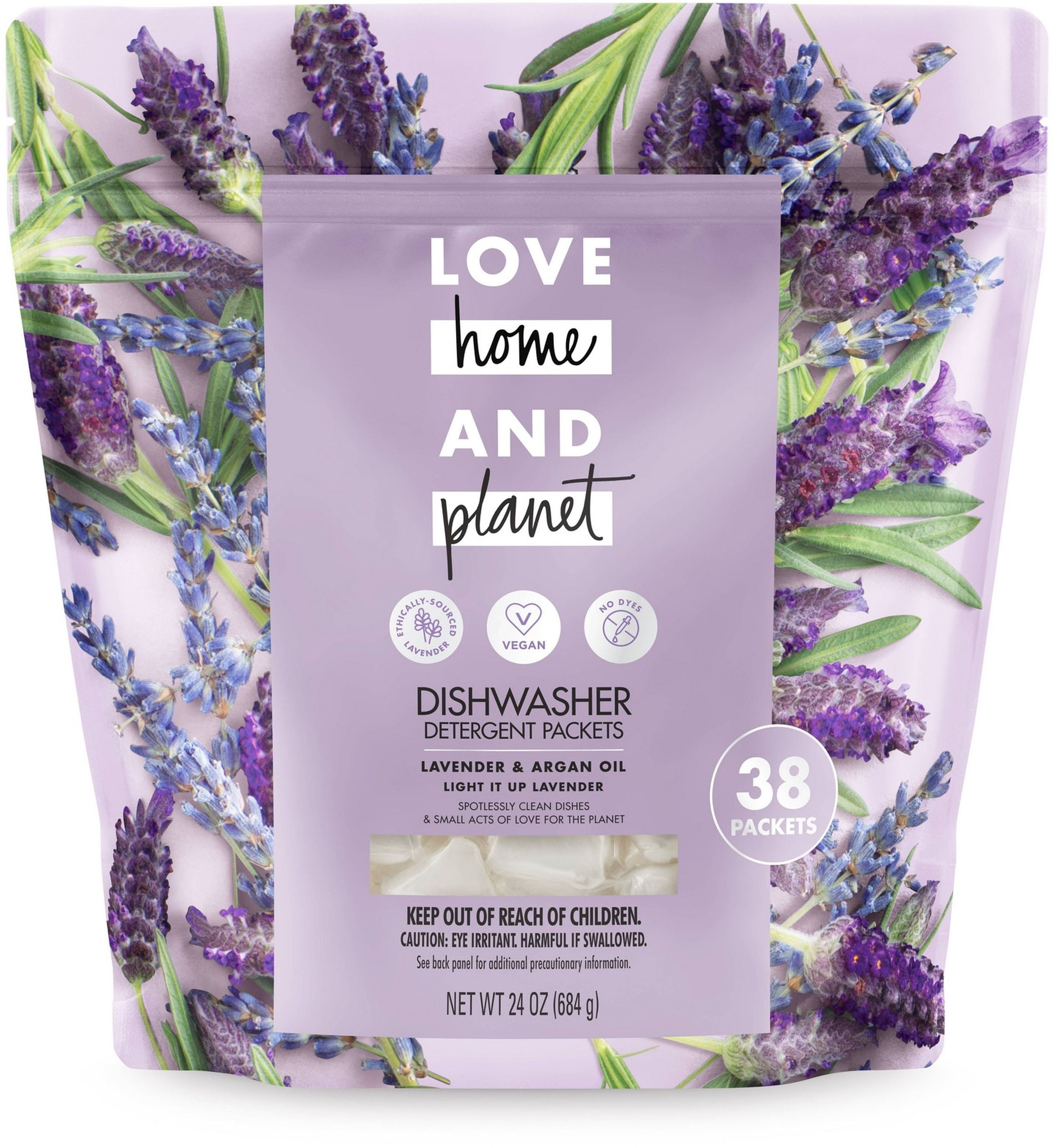 Love Home and Dishwasher Detergent Packets Lavender & Argan Oil