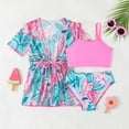 thumbnail image 2 of Staki Teen Girls Bikini Sets Girl's 3 Pieces Floral Print Swimsuits Bikini Set Bathing Suit with Beach Cover Up 4-8Y(Pink,6-7 Years), 2 of 8