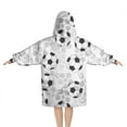 thumbnail image 2 of Gray Soccer Balls Pattern Blanket Hoodies for Kids 6-13YR Oversize Wearable Blanket Hoodies for Boys Girls Teens, 2 of 7