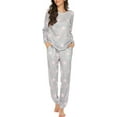 thumbnail image 1 of Conjunto de pijamas de mujer Pijamas de manga larga Pijamas con estampado de estrellas$ Pijamas suaves con bolsillos Traje con estampado de estrellas Adepaton HMHZ1841-4, 1 of 5