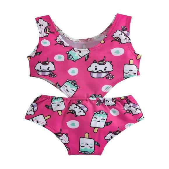 MesaSe Maillot de Bain une Pièce pour Bébé Fille Imprimé Crème Glacée Sans Manches Découpé pour la Plage