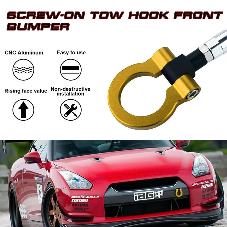 Xotic Tech Front Track Racing CNC Aluminum Gold Tow Hook JDM Compatible with Nissan GTR 350Z 370Z Infiniti Q50 Q60