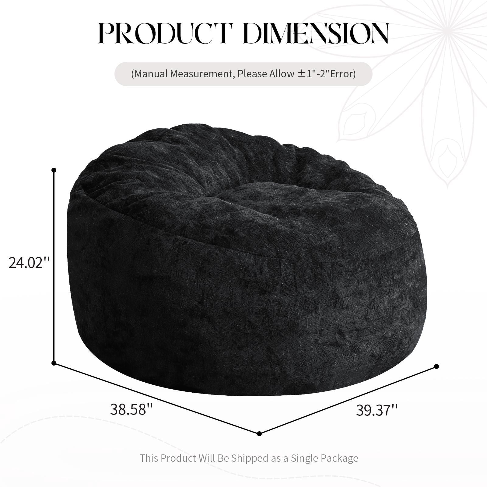 Hommoo Ultra-Comfort Ergonomic Bean Bag Chair Lounge Chair, with Adjustable High-Elasticity Inner Filling and Detachable Washable Cover, for Living Room, Bedroom & Balcony, Black