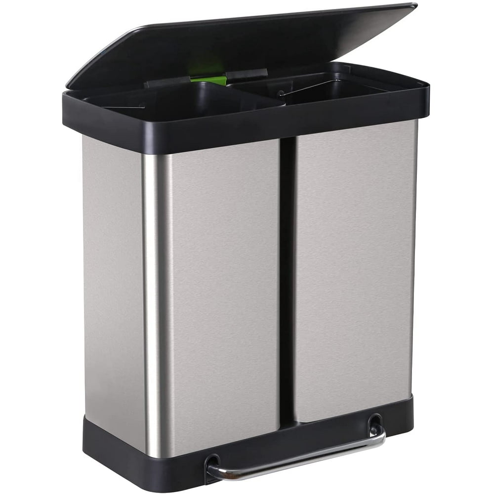 Kitchen Trash Can 16 Gallon/ 60L Large Stainless Steel Step Garbage Can 60l Stainless Steel Step Trash And Recycle Can