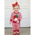 thumbnail image 3 of Loicainy Toddler Baby Girls Autumn Pants Outfits Sets 6 12 18 24 Months 2T 3T Strawberry Embroidery Long Sleeve Tops Striped Pants Clothes Set, 3 of 9