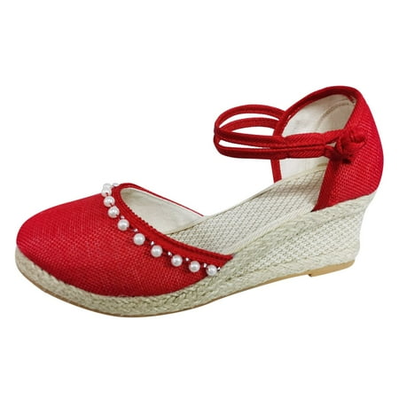 

Dyfzdhu Embroidered Slippers Womens Pattern Floral Resort Summer Wedge Style Women s Wedges