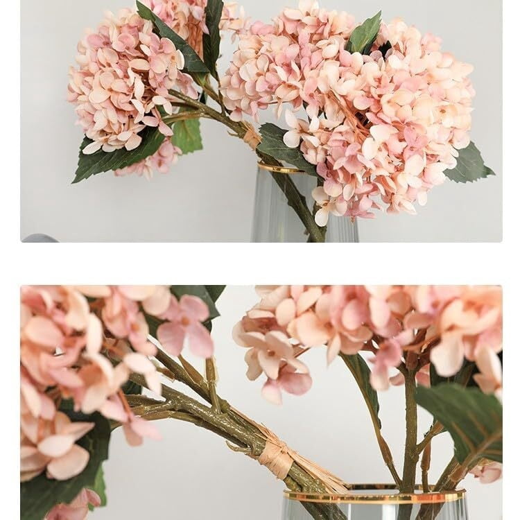 BH-JJSMGS Hydrangea Artificial Flowers Lifelike Faux Hydrangea Fake Large Flower Heads with Stems Sale for Wedding Party Home Garden Decoration
