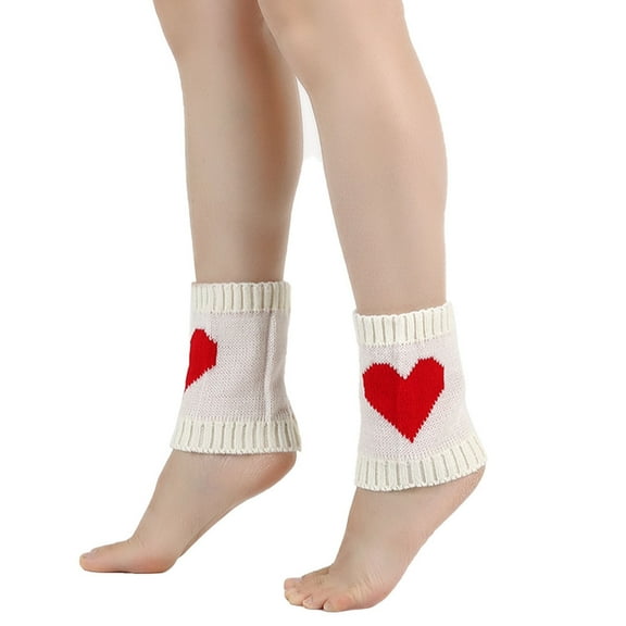 CUZIBR Socks For Women Knitted Love Heart Print Leg Warmers Crochet Leggings Leisure Warm Cute Crew Socks Casual Breathable Socks,White,One Size