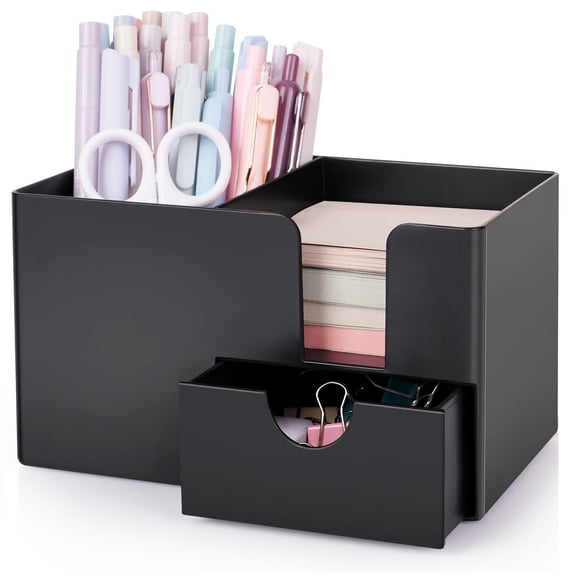 Small Desk Organizer with Sticky Notes Holder,Pen Holder for Desk
