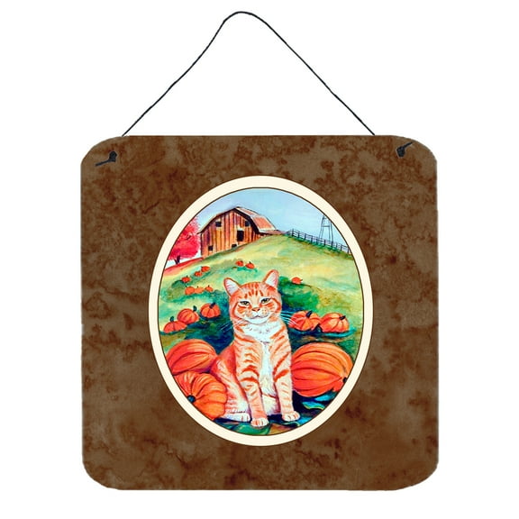 Tabby Cat in Pumpins Wall or Door Hanging Prints