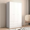 Polifurniture Denmark 3 Door Bedroom Armoire with Drawers, White