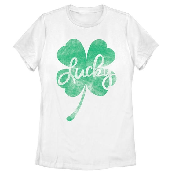 Women's Lost Gods St. Patrick's Day Lucky Retro Shamrock  Graphic Tee White X Large