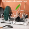 thumbnail image 2 of Soporte para encimera de cocina con ranura en U, tapa de olla ajustable, desmontable, estante de almacenamiento de revistas con barra de toalla, gris seitruly HA000748-01, 2 of 6