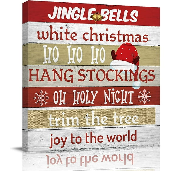 Art Mural de Noël - Images sur Toile Citations Thème Encadré Joyeux Noël Décorations Murales Prêtes à Accrocher, Déco Murale pour Chambre Salle de Bain Cuisine, Cadeau de Noël, Déco Maison, 12"x12 Pouces