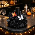 thumbnail image 7 of 12 Inch Gothic Black Rose Candle Ring Wreath, Artificial Mini Wreath with Colorful Butterflies, Spooky Halloween Table Centerpiece Decor, 1-Pack, 7 of 7