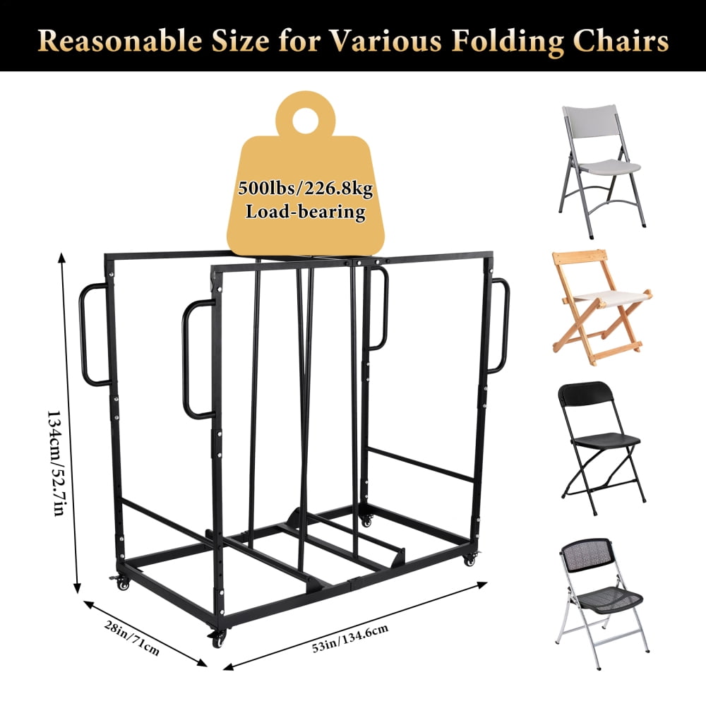 Folding Table Cart, Heavy Duty Table Dolly Swivel Wheels, Drywall Dolly Cart w/ 500 LBS & 32-40 Table Capacity for Party Events, Hotel, Factory, Warehouse