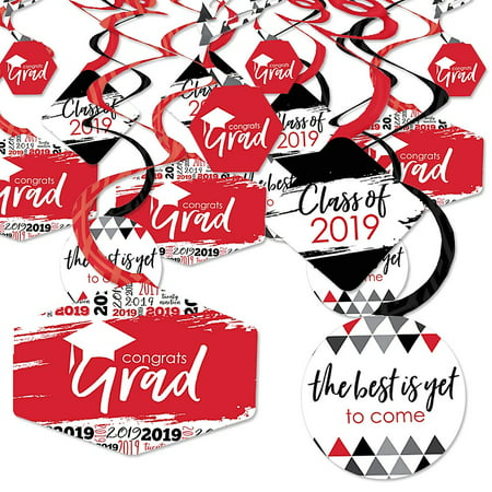 Red Grad - Best is Yet to Come - 2019 Red Graduation Party Hanging Decor - Party Decoration Swirls - Set of