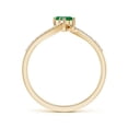 thumbnail image 2 of ANGARA Natural Two Stone Emerald Bypass Ring with Diamond Accents in 14K Yellow Gold for Women (Size-3mm) | May Birthstone, Birthday, Anniversary, Jewelry Gift for Women | Natural Emerald Ring, 2 of 7