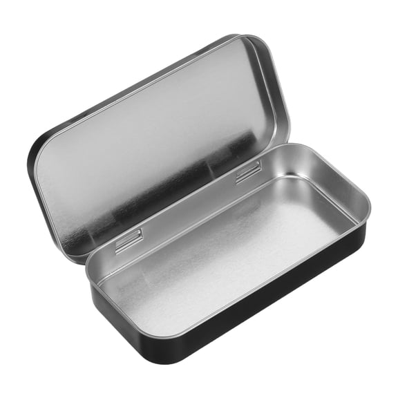 GETAJGHSD Black Tin Box with Lid Decorative Metal Container for Storage Jewelry and Craft Supplies