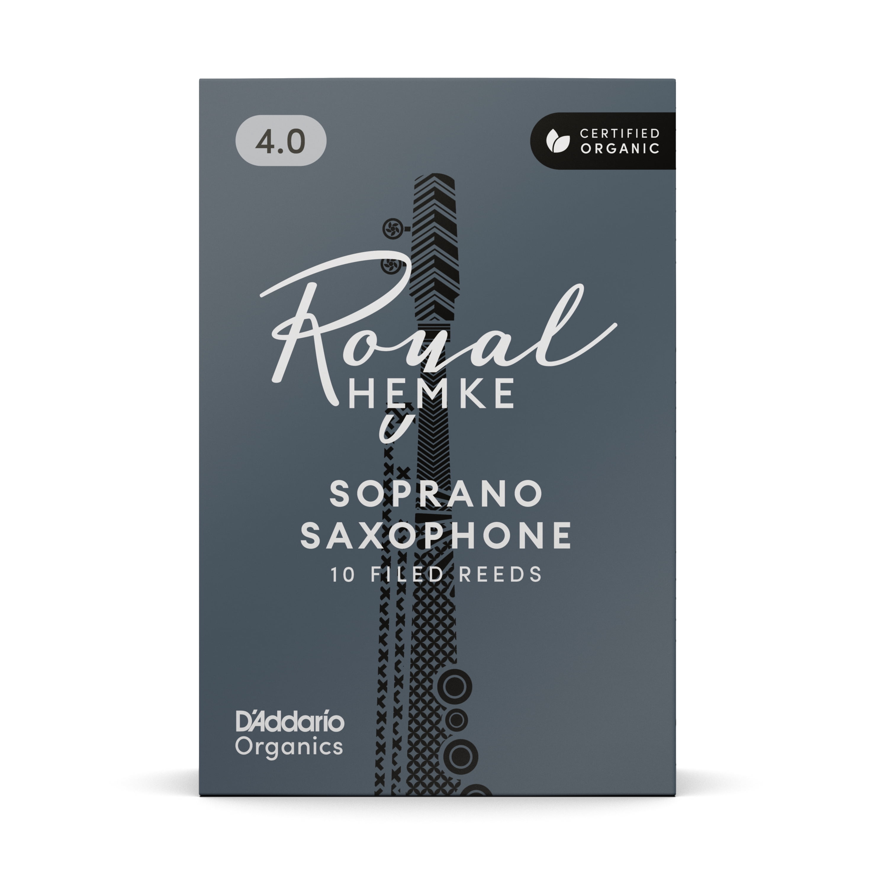 Royal Hemke Organic Soprano Saxophone Reeds, Strength 4.0, 10-pack