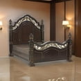 thumbnail image 4 of Lumi Queen Bed- Classical Metal Scrollwork- Dark Cherry Brown and Gold, 4 of 6
